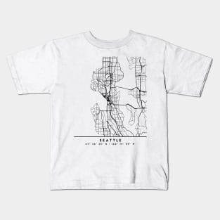 SEATTLE WASHINGTON BLACK CITY STREET MAP ART Kids T-Shirt